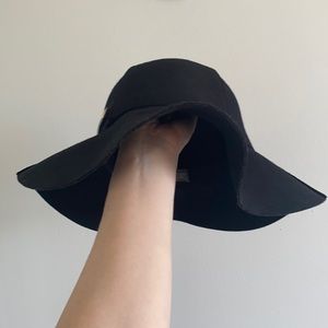 Black Floppy Hat with Black Band/Gold Details